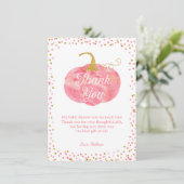 水彩カボチャグリッター秋ガールベイビーシャワー サンキューカード (スタンド正面)