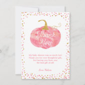 水彩カボチャグリッター秋ガールベイビーシャワー サンキューカード (正面)