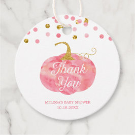 水彩カボチャグリッター秋ガールベイビーシャワー フェイバータグ