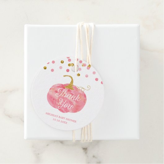 水彩カボチャグリッター秋ガールベイビーシャワー フェイバータグ (インサイチュ)