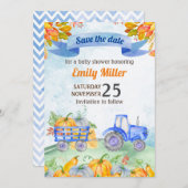 水彩カボチャトラクタの日付保存 セーブザデート (正面/裏面)