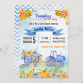 水彩カボチャトラクタベビーシャワー招待状 招待状 (正面/裏面)