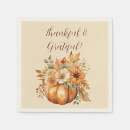 水彩カボチャフローラデザイン- スタンダードカクテルナプキン