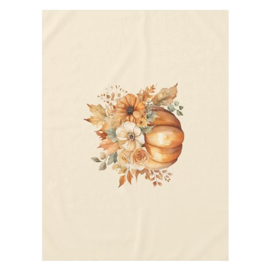 水彩カボチャフローラデザイン- テーブルクロス (正面)