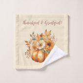 水彩カボチャフローラデザイン- バスタオルセット (ウォッシュタオル)