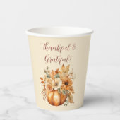 水彩カボチャフローラデザイン- 紙コップ (正面)