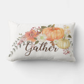 水彩カボチャフローラファミリーネームギャザー秋 ランバークッション (正面)