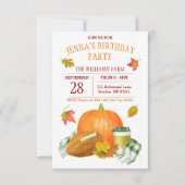 水彩カボチャラテとサッカーパーティー 招待状 (正面)