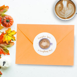 水彩カボチャラテカボチャスパイス ラウンドシール