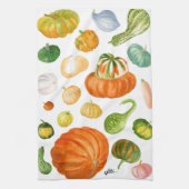 水彩カボチャ品種 キッチンタオル (縦)