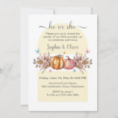 水彩カボチャ性別が彼または彼女を明らかにする 招待状 (正面)