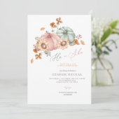 水彩カボチャ性別リビールパーティの招待状 招待状 (スタンド正面)