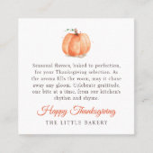 水彩カボチャ感謝商品焼いたラベル スクエア名刺 (正面)