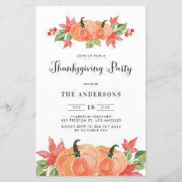水彩カボチャ感謝祭の招待