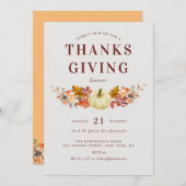 水彩カボチャ感謝祭の招待 招待状 (正面/裏面)