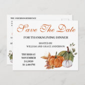 水彩カボチャ感謝祭の日付を保存 ポストカード (正面/裏面)