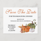 水彩カボチャ感謝祭の日付を保存 ポストカード (正面)