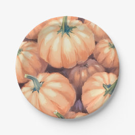 水彩カボチャ感謝祭ハロウィーン ペーパープレート