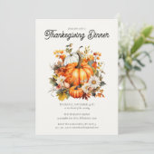 水彩カボチャ感謝祭素朴ディナー 招待状 (スタンド正面)