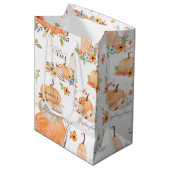 水彩カボチャ秋の花n紅葉 ミディアムペーパーバッグ (正面アングル)