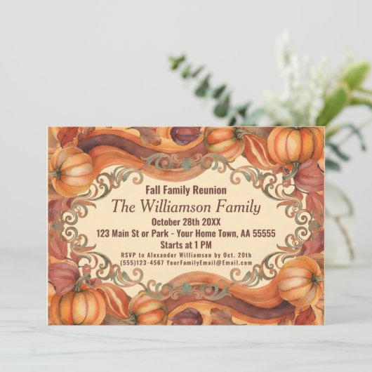 水彩カボチャ秋ファミリー懇親会カード シーズンカード (スタンド正面)