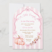 水彩カボチャ秋フローラガールベビーシャワー 招待状 (正面)