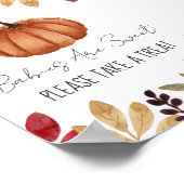 水彩カボチャ秋ベビーシャワースイーツサイン ポスター (角)