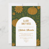 水彩カボチャ秋秋フローラベビーシャワー 招待状 (正面)