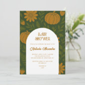 水彩カボチャ秋秋フローラベビーシャワー 招待状 (スタンド正面)