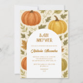 水彩カボチャ秋秋フローラベビーシャワー 招待状 (正面)