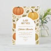 水彩カボチャ秋秋フローラベビーシャワー 招待状 (スタンド正面)