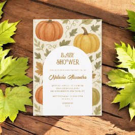 水彩カボチャ秋秋フローラベビーシャワー 招待状