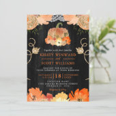 水彩カボチャ秋結婚咲き 招待状 (スタンド正面)
