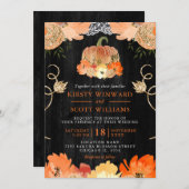 水彩カボチャ秋結婚咲き 招待状 (正面/裏面)