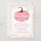 水彩カボチャ紙吹雪ガール2nd誕生日 招待状 (正面)