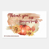 水彩カボチャ&ひまわり 長方形シール (正面)