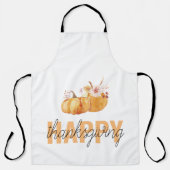 水彩カボチャ&オレンジハッピーサンクスギビング エプロン (正面)
