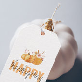 水彩カボチャ&オレンジハッピーサンクスギビング ギフトタグ