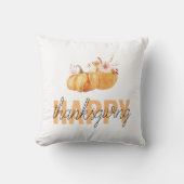 水彩カボチャ&オレンジハッピーサンクスギビング クッション (正面)