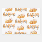 水彩カボチャ&オレンジハッピーサンクスギビング ラッピングペーパーシート (正面)