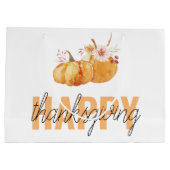 水彩カボチャ&オレンジハッピーサンクスギビング ラージペーパーバッグ (裏面)