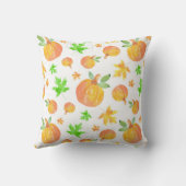 水彩カボチャ&メープルリーフパターン クッション (裏面)