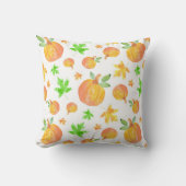 水彩カボチャ&メープルリーフパターン クッション (正面)