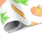 水彩カボチャ&メープルリーフパターン ラッピングペーパー (ロールコーナー)