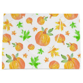 水彩カボチャ&メープルリーフパターン ラージペーパーバッグ (正面)