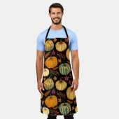 水彩カボチャ：秋のシームレスなパターン。 エプロン (着用した状態)