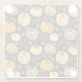 水彩カボチャ:秋のシームレスなパターン。 ガラスコースター (裏面)