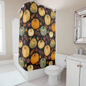 水彩カボチャ:秋のシームレスなパターン。 シャワーカーテン (インサイチュ)