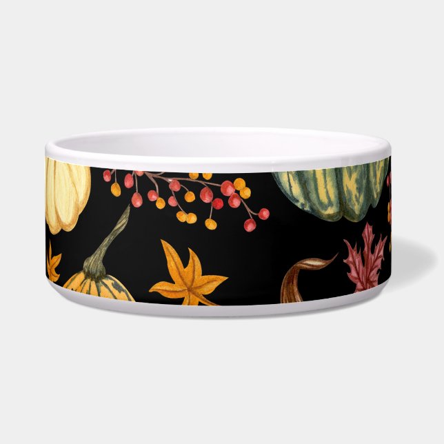 水彩カボチャ：秋のシームレスなパターン。 ボウル (正面)