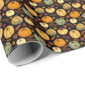 水彩カボチャ:秋のシームレスなパターン。 ラッピングペーパー (ロールコーナー)